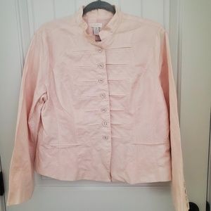 CHICO'S LIGHT PINK BUTTON DOWN LONG SLEEVE TOP - SIZE 2 (10-12)